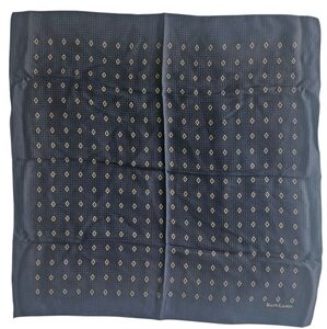 RALPH LAUREN Black Hounds Tooth Gold Foulard Silk Square | SZ 21" Sq